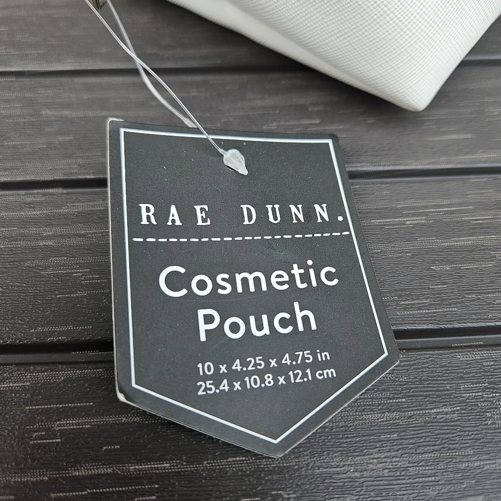 NEW! Rae Dunn “GET CUTE” Cosmetics Makeup Case Bag Pouch White Red Kiss Lips